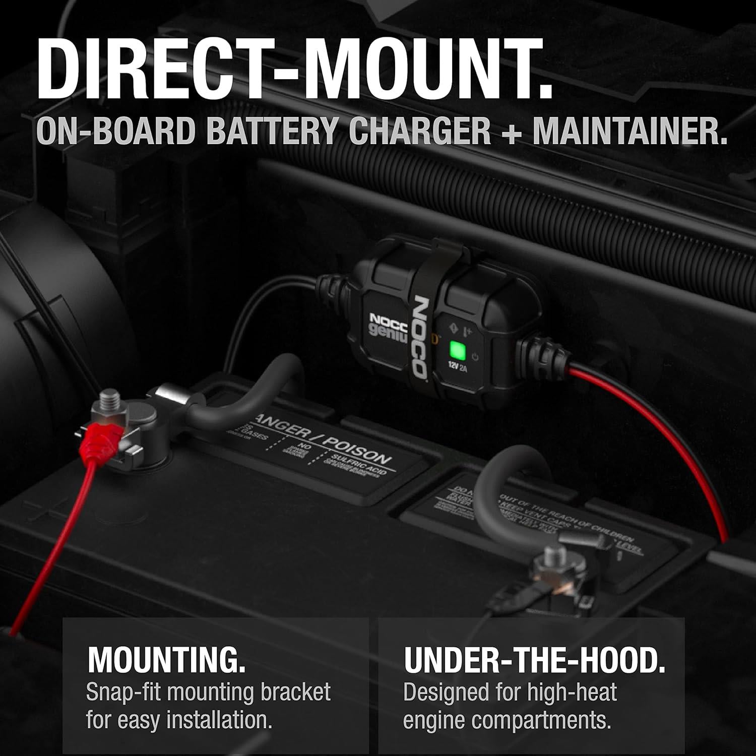 NOCO GENIUS2D Direct Mount Battery Charger Maintainer 2A