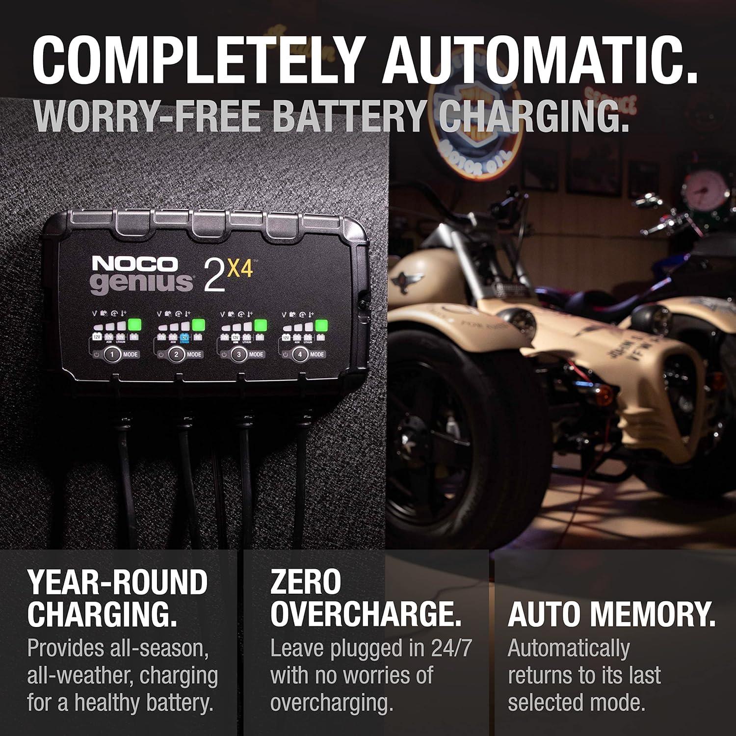 NOCO GENIUS2X4 8A 4 Bank Smart Battery Charger Trickle Charger & Desulfator