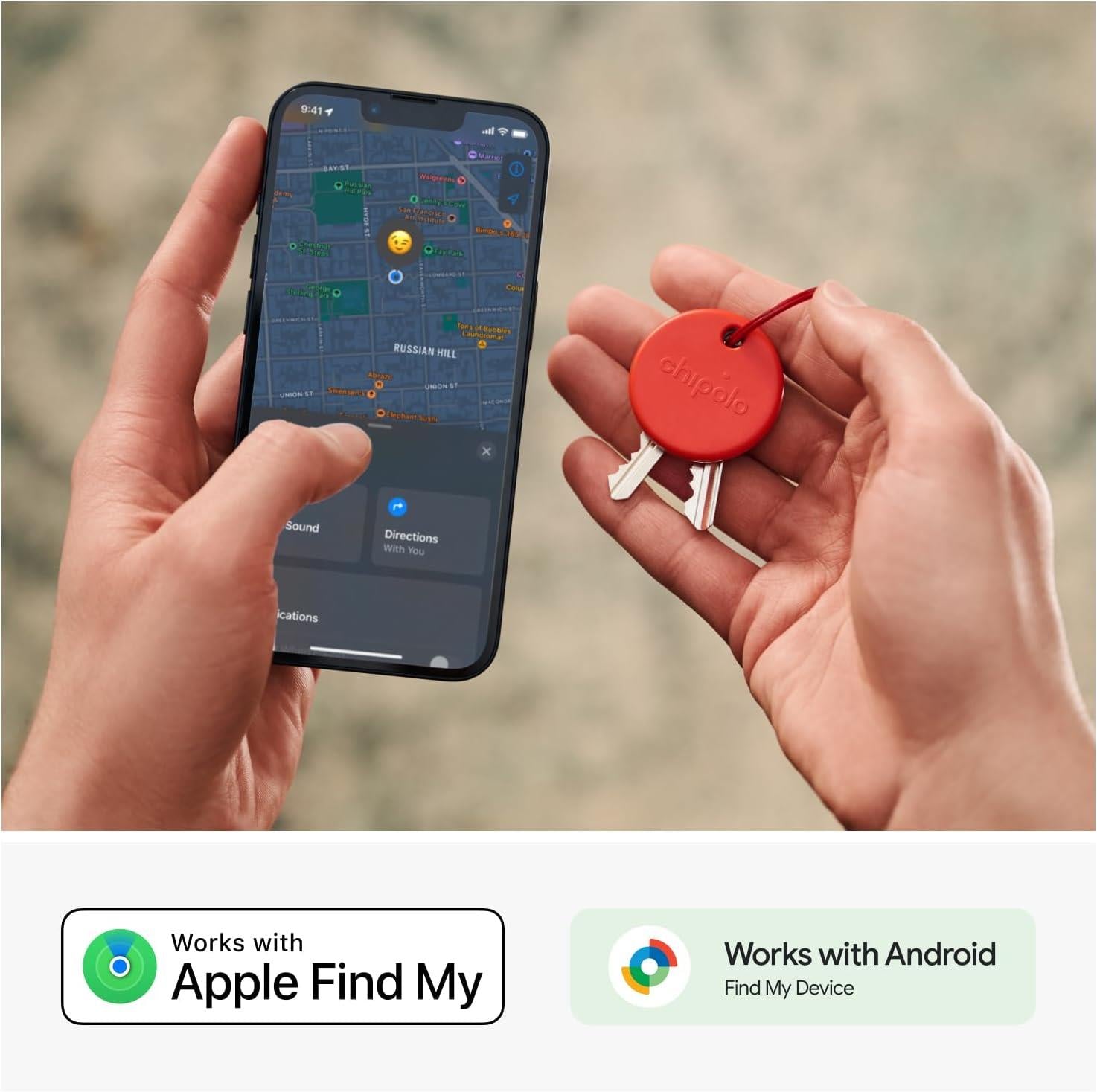 Chipolo POP Finder Location Tracker For Apple Or Google Find My Device - Red