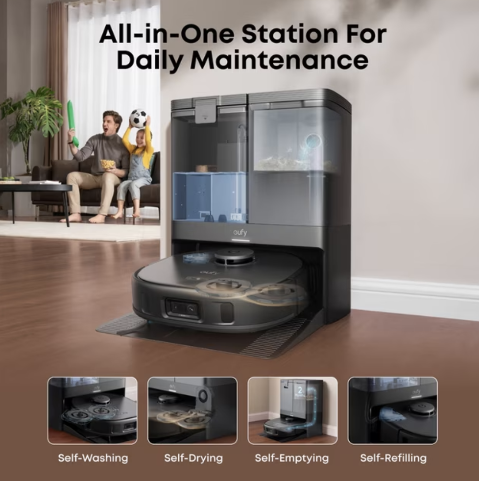 Eufy Omni X10 Pro Robot Vacuum & Mop with All-in-One Station & iPath Laser Navigation Black - T2351V11