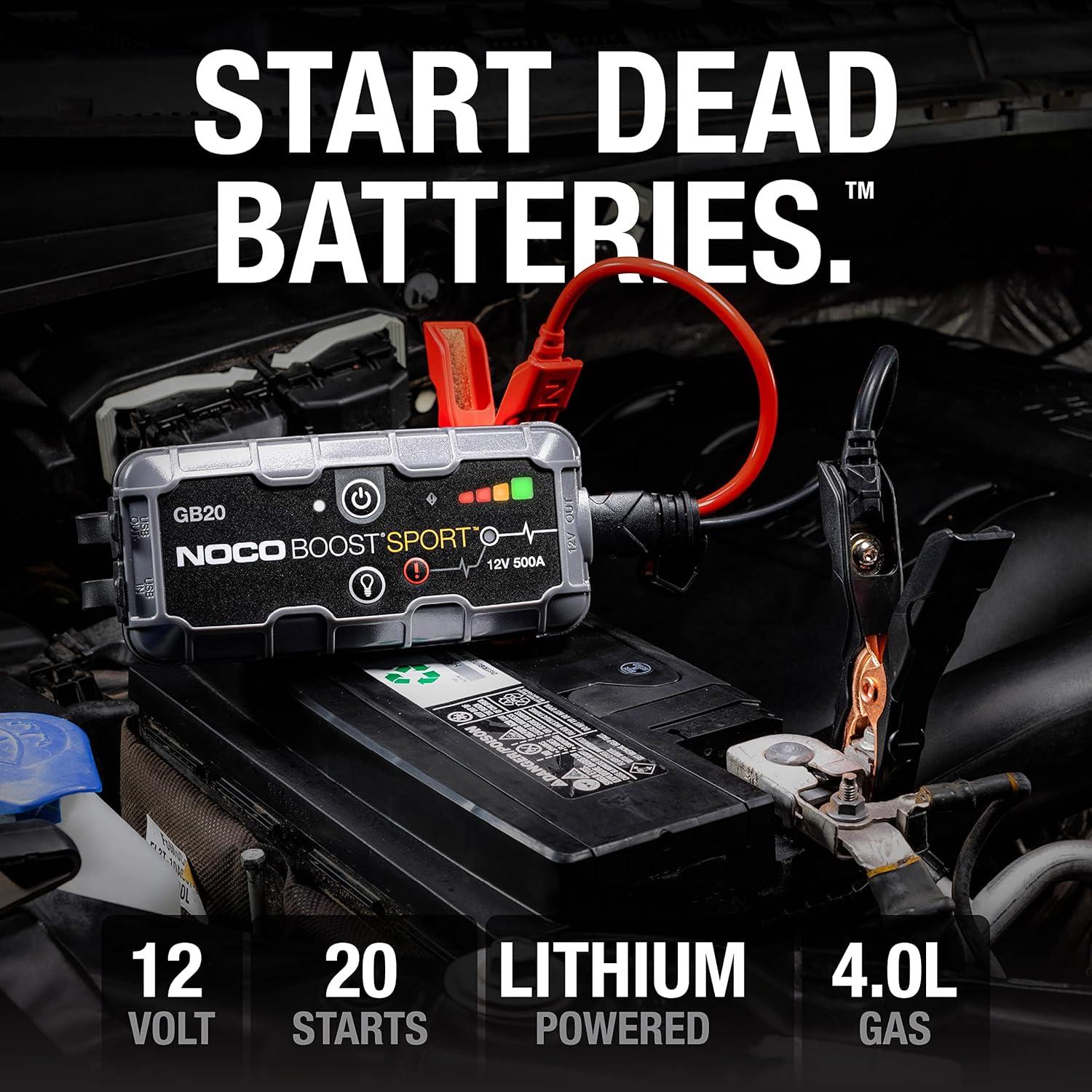 NOCO Boost Sport GB20 500A UltraSafe Car Jump Starter Power Pack Jump Leads
