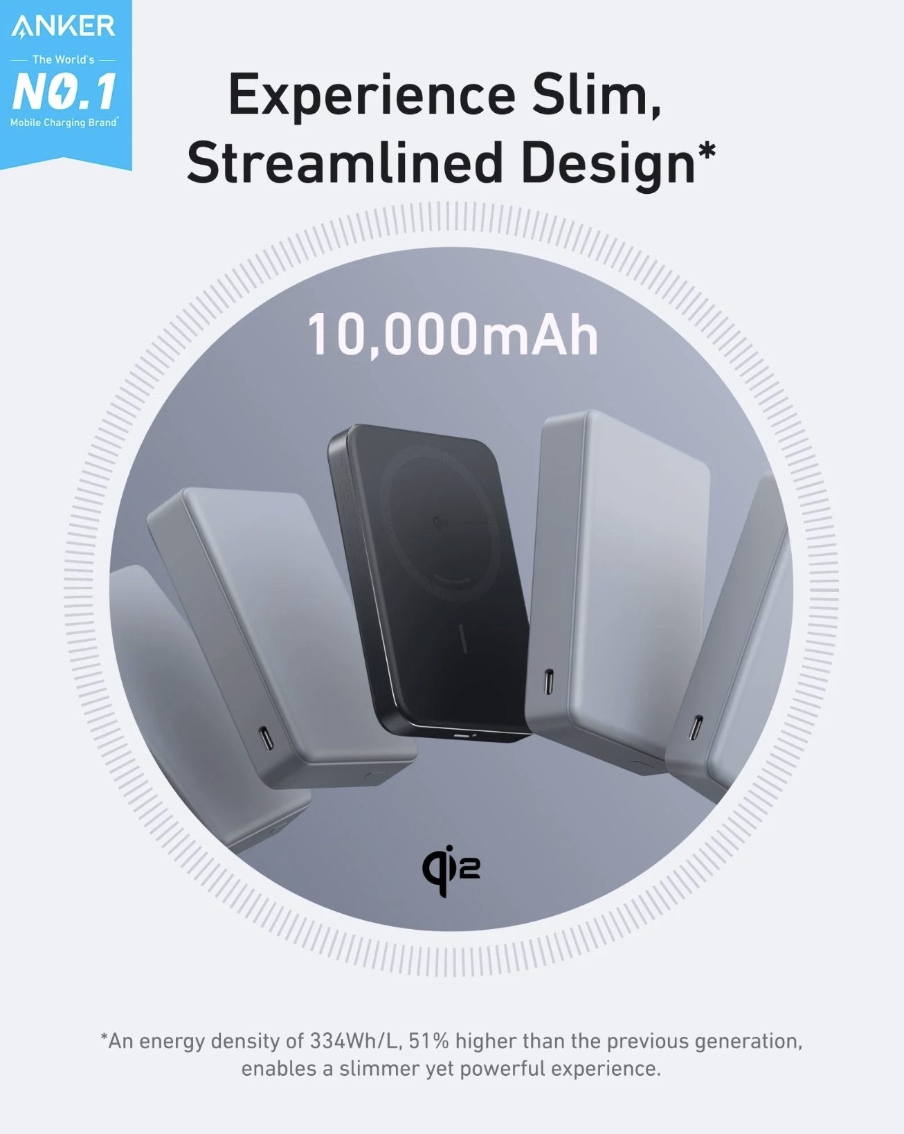Anker MagGo Power Bank 10K mAh Wireless Fast Charger Ultra-Slim 15W - A1664H11