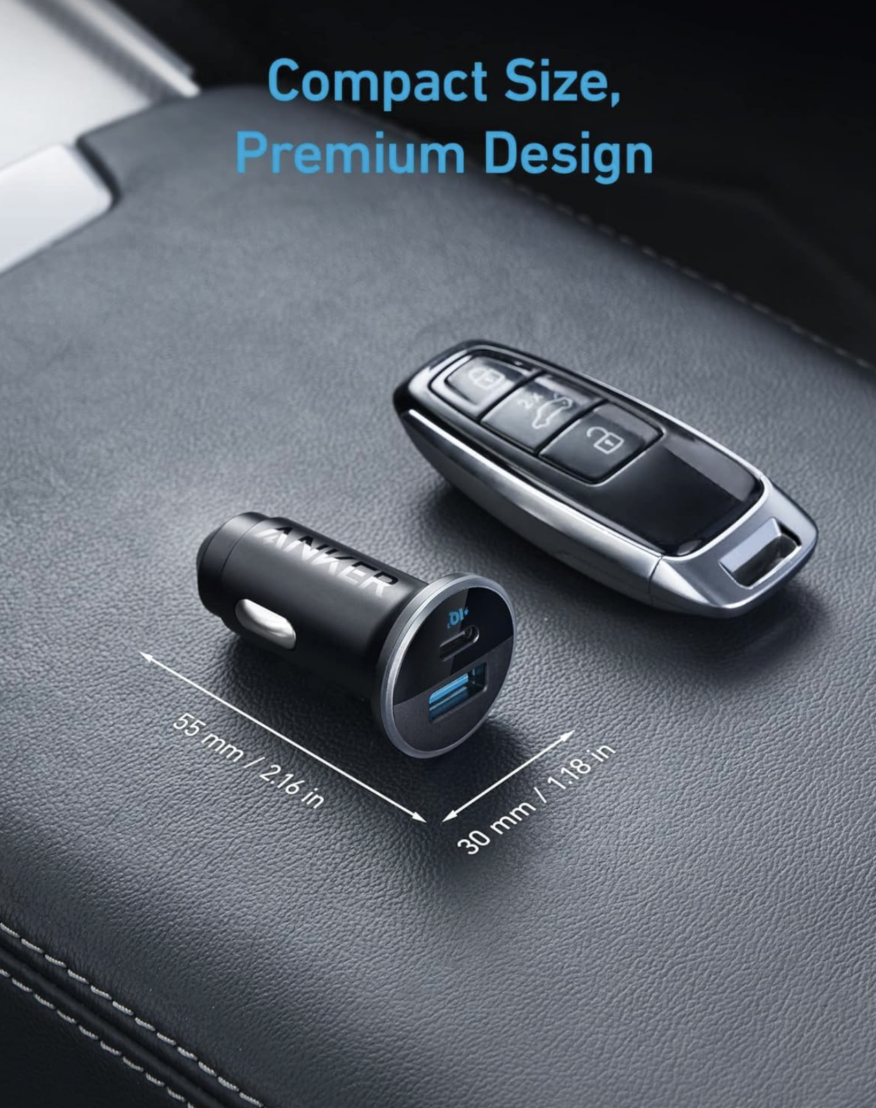 Anker 323 Car Fast Charger 52.5W ActiveShield 2.0 Safety System Black - A2735G11