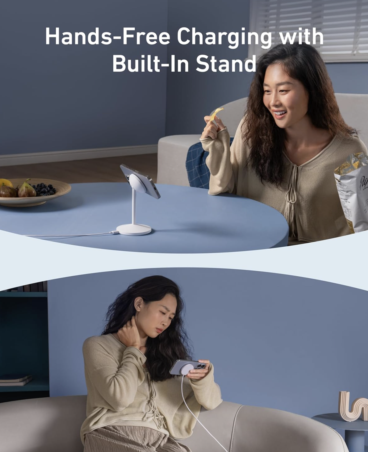 Anker MagGo Wireless Charger Stand with 360° Rotation with Adjustable Charging Surface White - A25X1H21