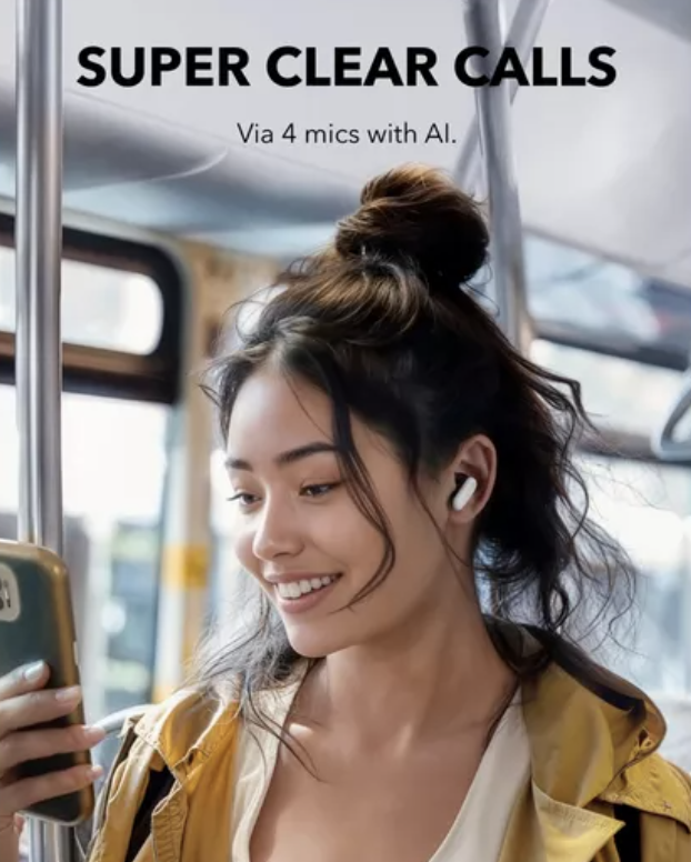 Anker Soundcore R50I Wireless Bluetooth Noise-Cancelling Earbuds IP54 Water Resistant White - A3959G21