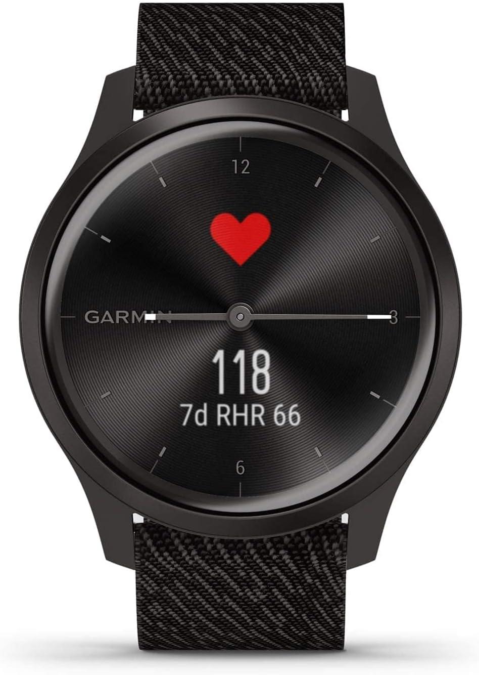 Garmin Vivomove Style Sports GPS Watch Nylon Black Pepper Graphite Refurbished