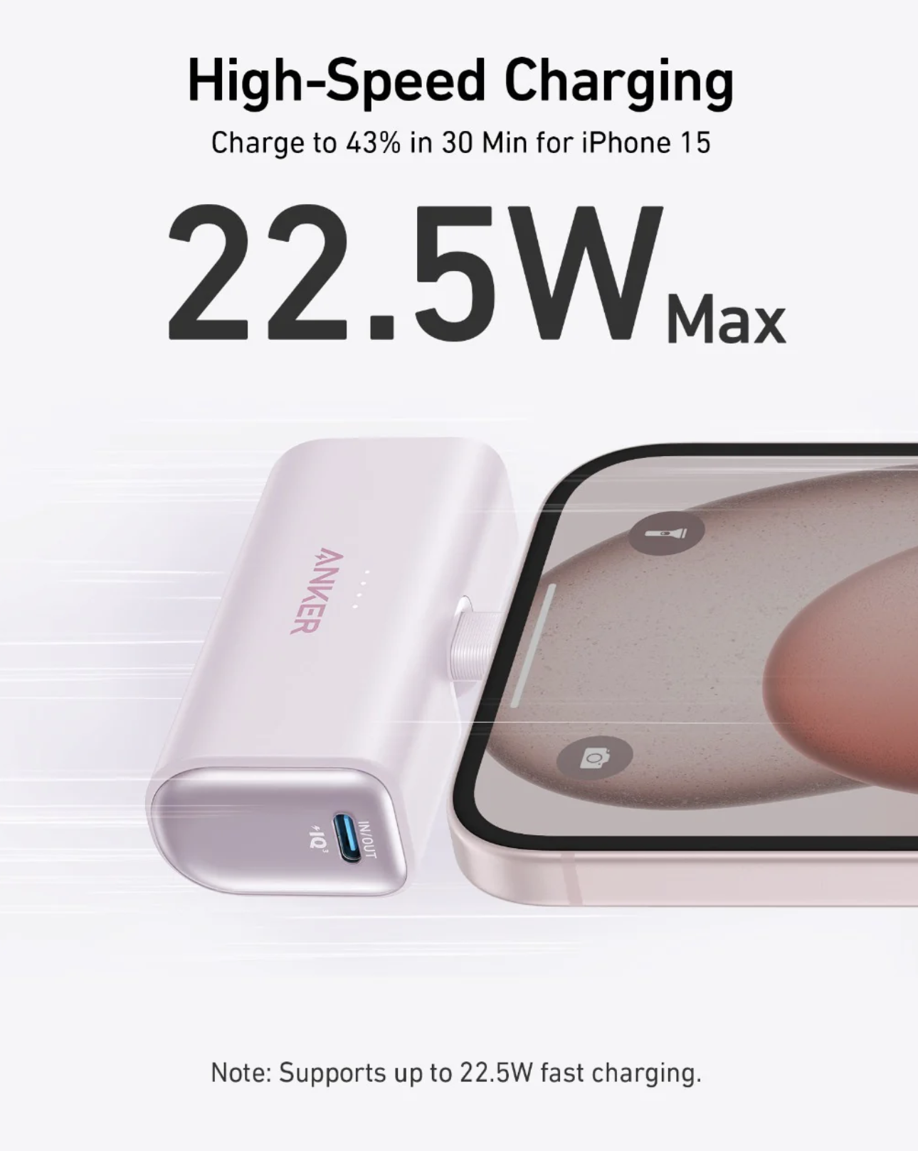 Anker Nano Power Bank 5K mAh with Foldable Built-In USB-C Connector Violet - A16530V1