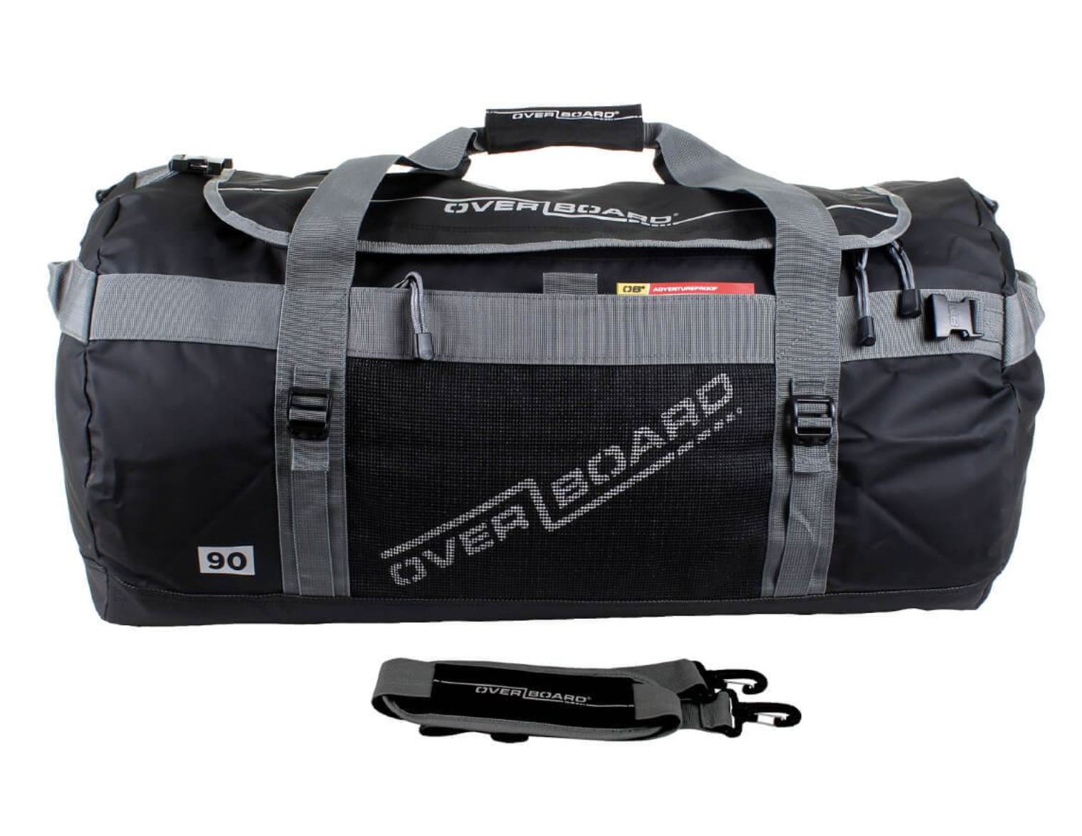 OverBoard 90 Litre Adventure Duffel Bag Waterproof Bag Water Sports Outdoors OB1059 - Black