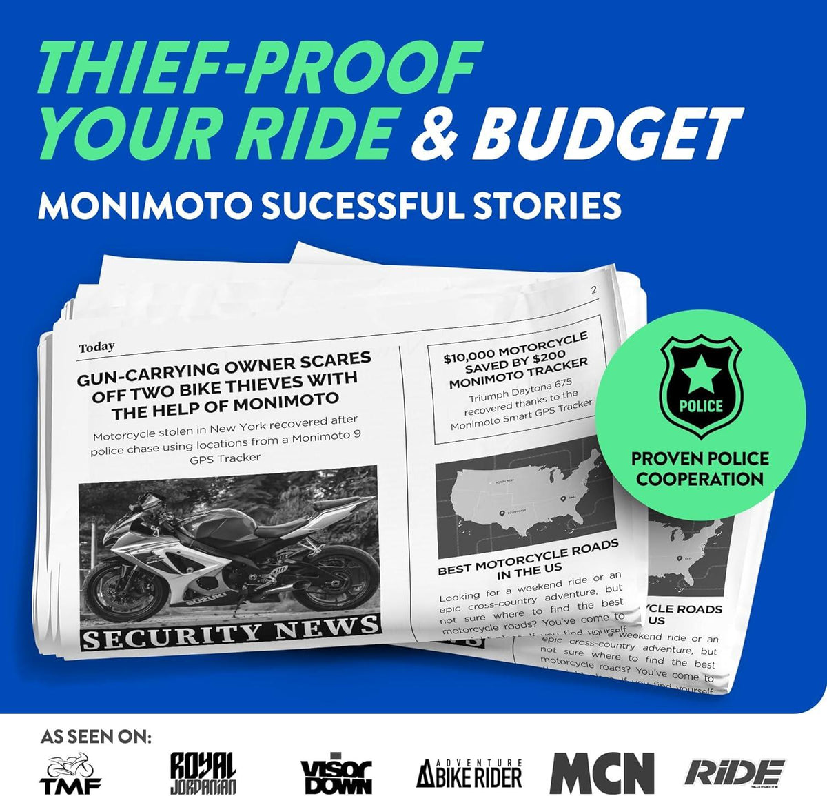 MoniMoto 9 Anti Theft Vehicle GPS Tracker with Real Time Alert Calls for Android & iOS - IIIONI IIIOTO 9