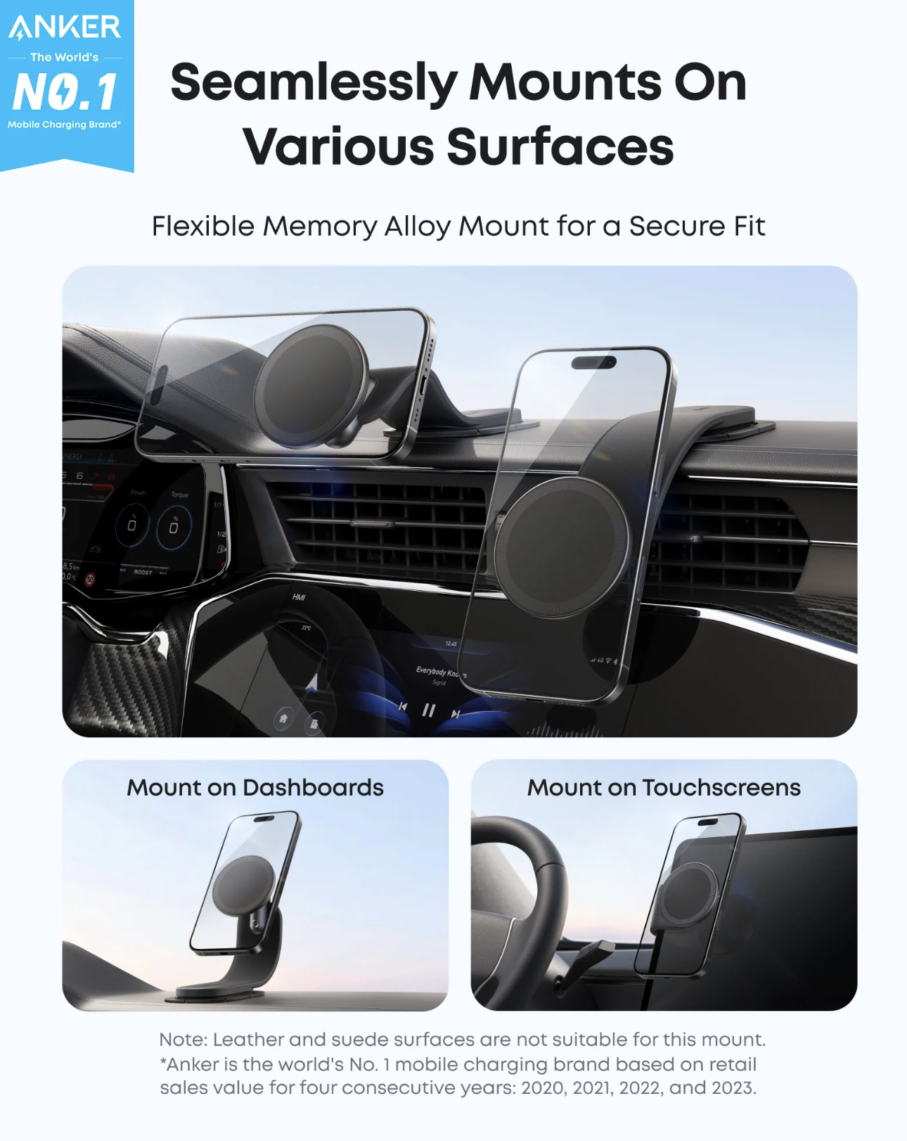 Anker Nano Magnetic Phone Car Detachable Holder Ultimate Viewing Flexibility Black - A9110H11