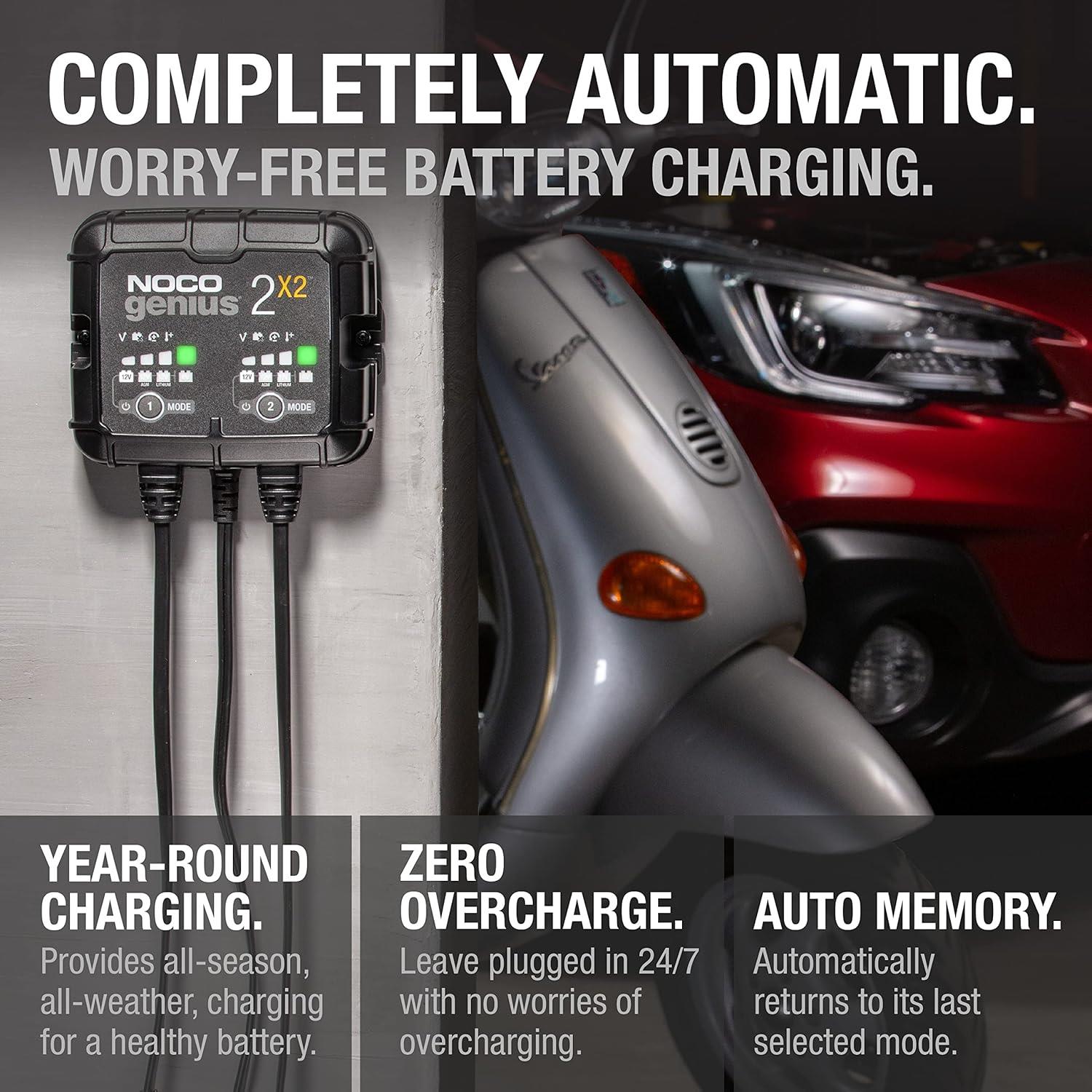 NOCO GENIUS2X2 4A 2 Bank Smart Battery Charger Trickle Charger & Desulfator