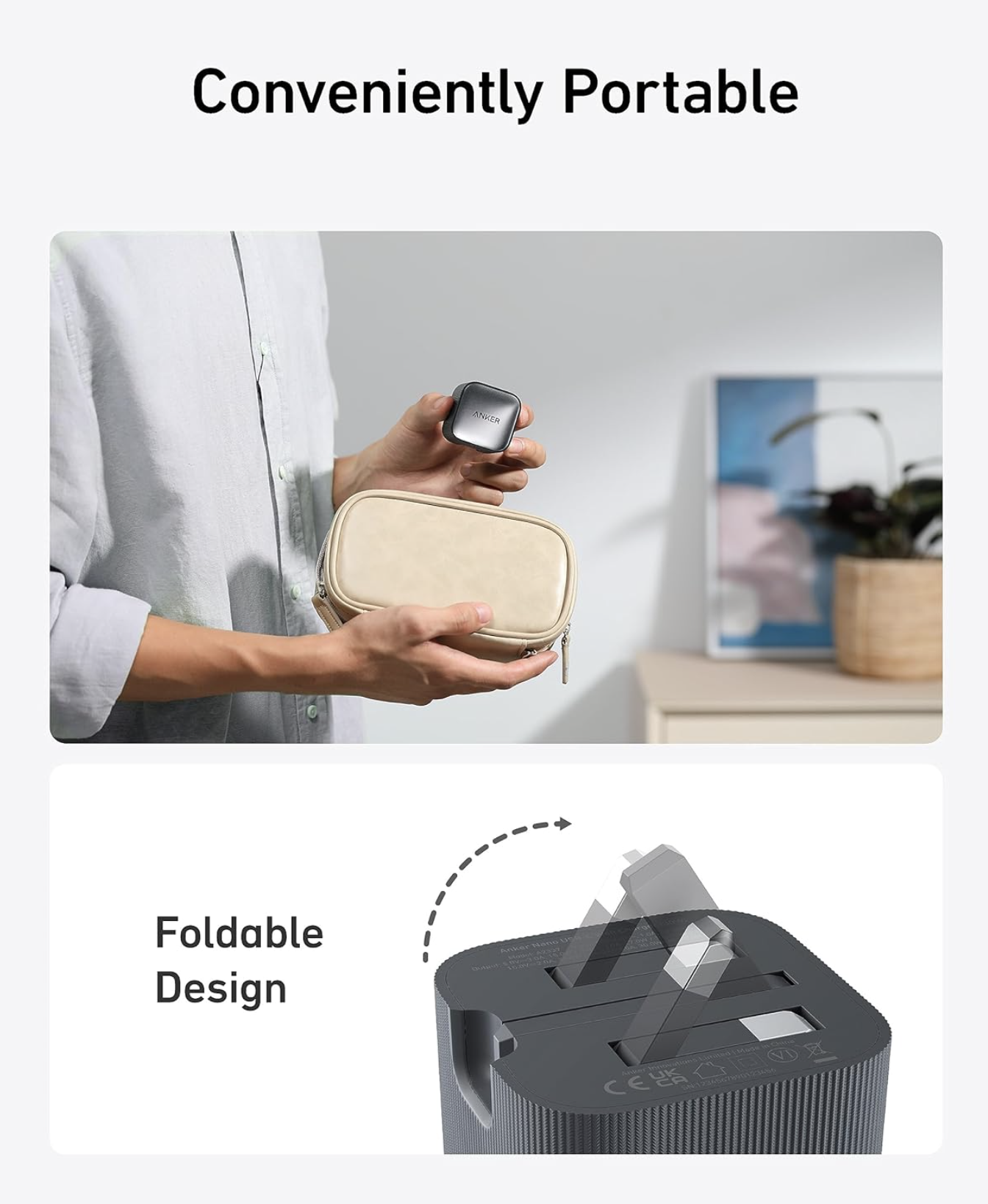Anker Nano 30W Wall Charger USB-C High Speed Charging & Foldable Black - A2337V21