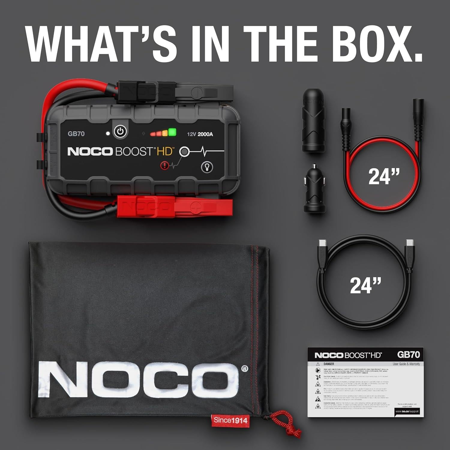 NOCO Boost HD GB70 2000A UltraSafe Car Jump Starter Power Pack & Battery Booster