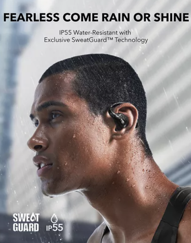 Anker Soundcore Aerofit Pro Wireless Open-Ear Headphones with Mic IPX5 Water-Resistant Black - A3871G11