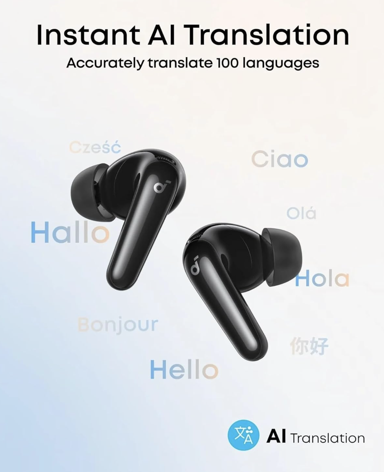 Anker Soundcore R60i NC Wireless Adaptive Noise Cancelling Hi-Res Sound Earbuds Translation Earbuds Black - D1202G11
