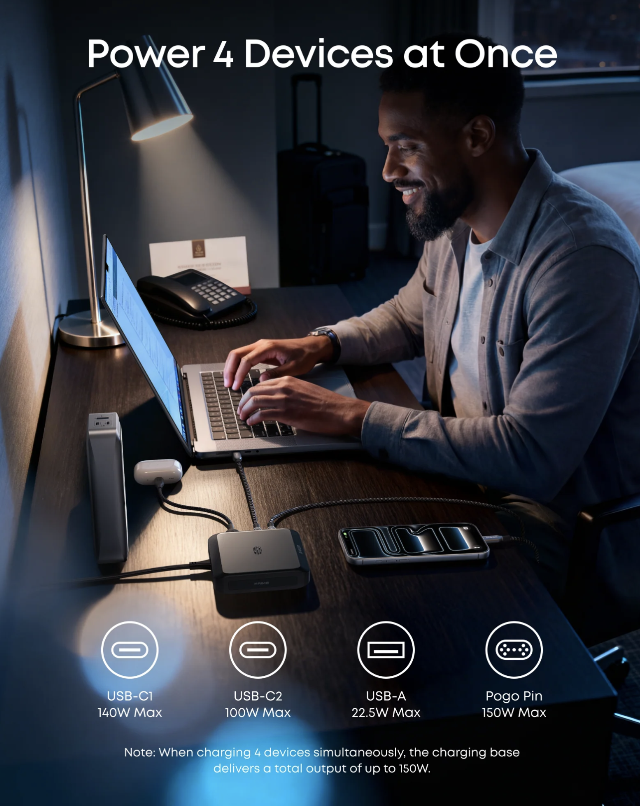 Anker Prime Ultra Fast Charging Base 150W with 3 Charging Ports Black - A1903V11