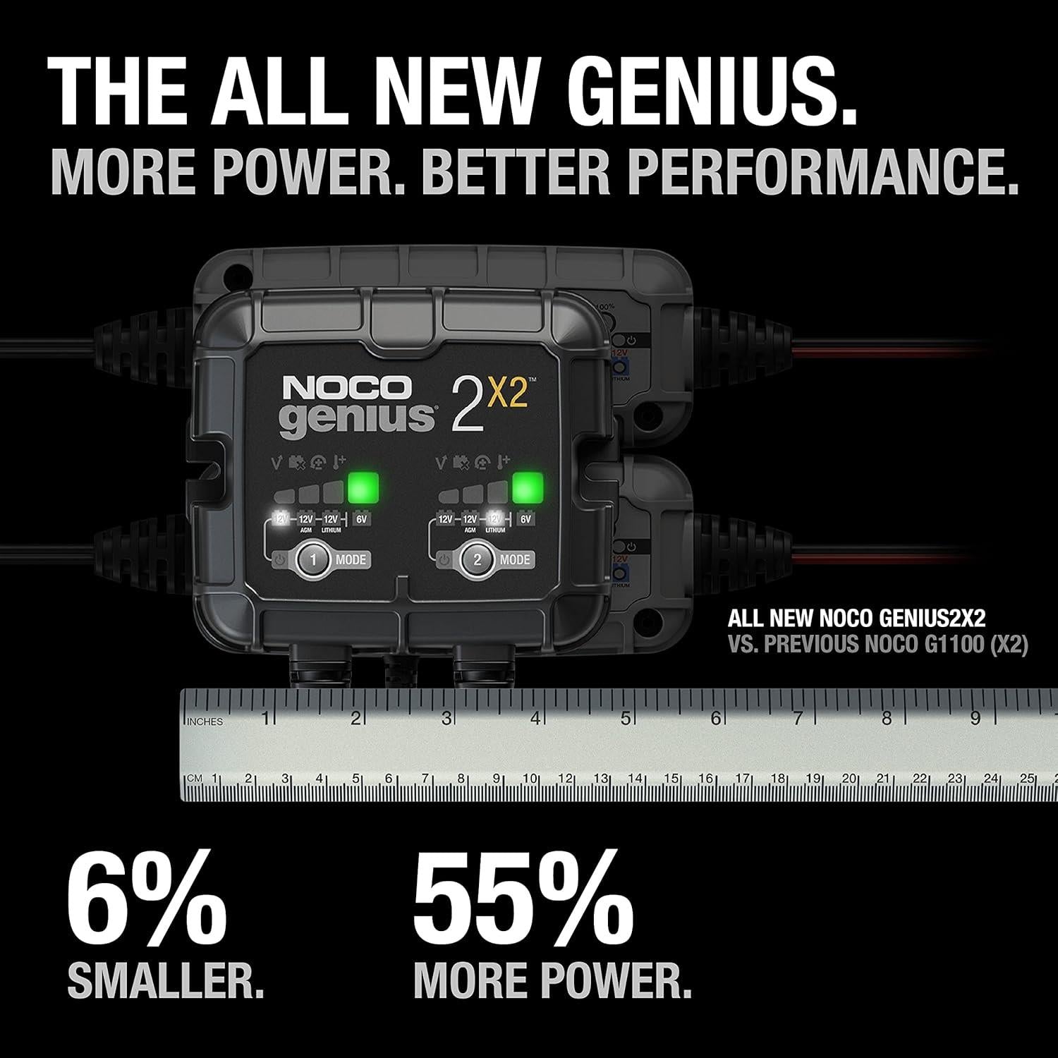 NOCO GENIUS2X2 4A 2 Bank Smart Battery Charger Trickle Charger & Desulfator