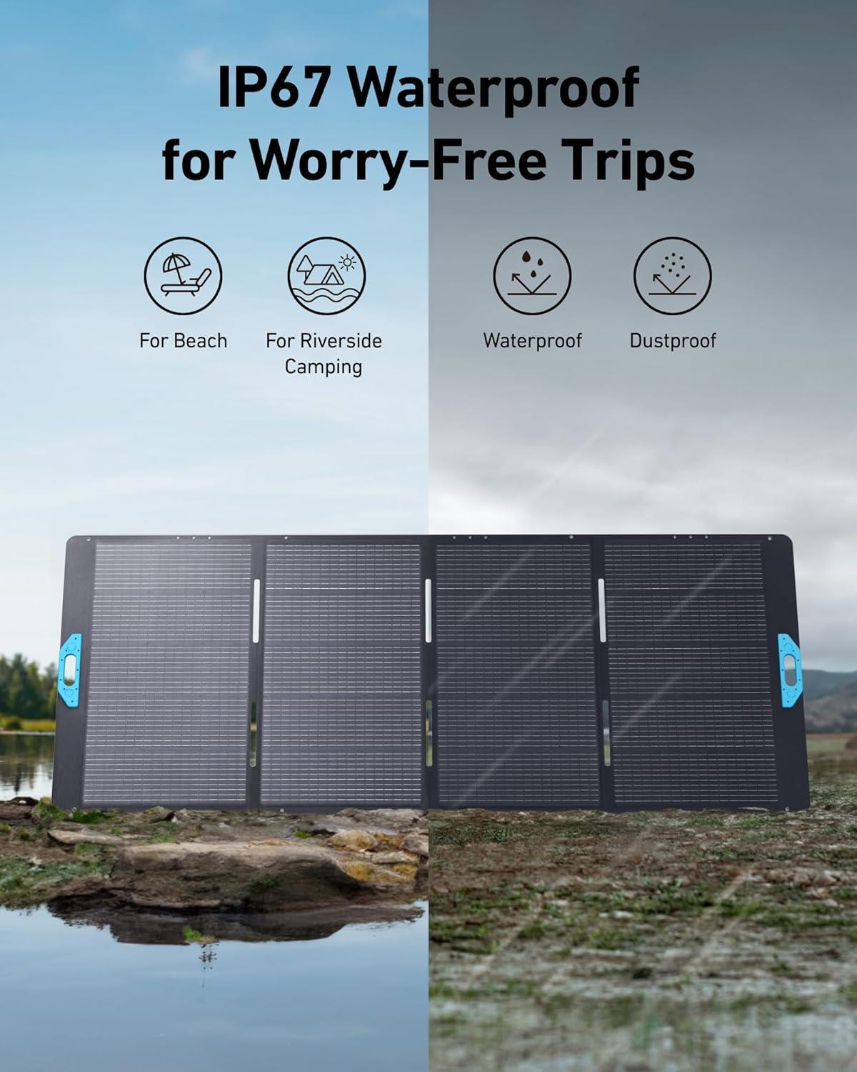 Anker SOLIX PS400 Portable 400W IP67 Solar Panel For F2000 F3800 F1500