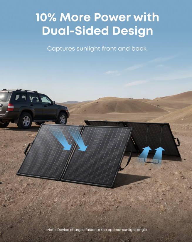 Anker SOLIX PS100 Bifacial Portable Solar Panel IP68 Water-Resistant Black - AS310011