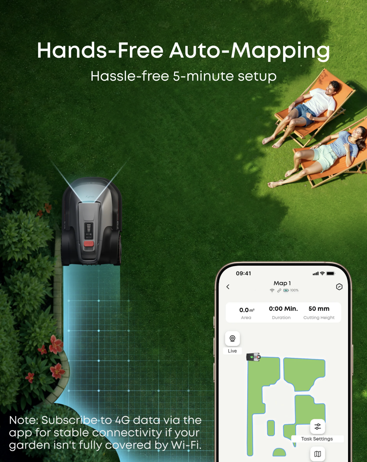 Eufy E18 Robot Cordless Lawn Mower with Hands-Free Auto-Mapping Grey - T28012A1