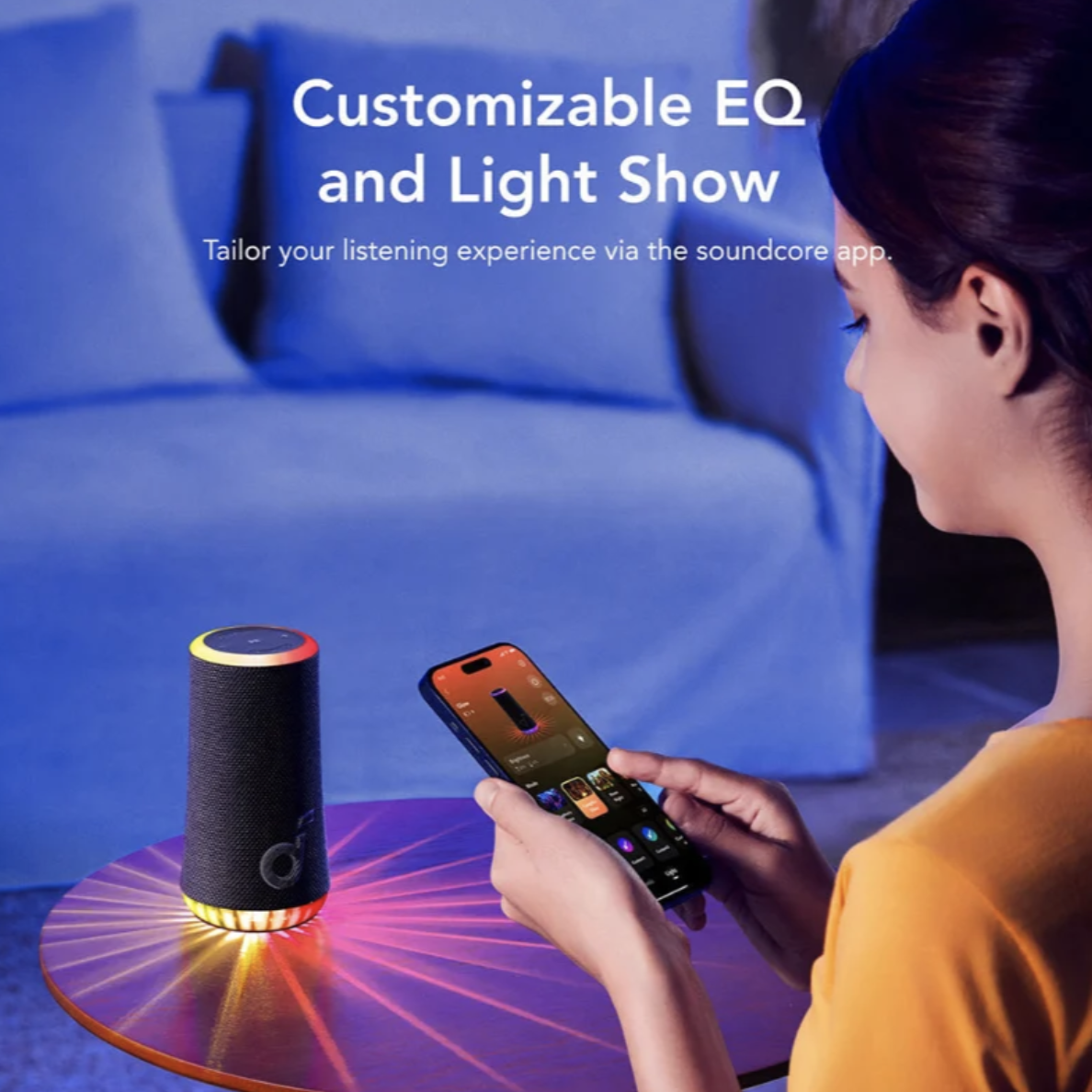 Anker Soundcore Glow 30W Wireless Mono Portable Speaker with Synchronized Light Show Black - A3166G11