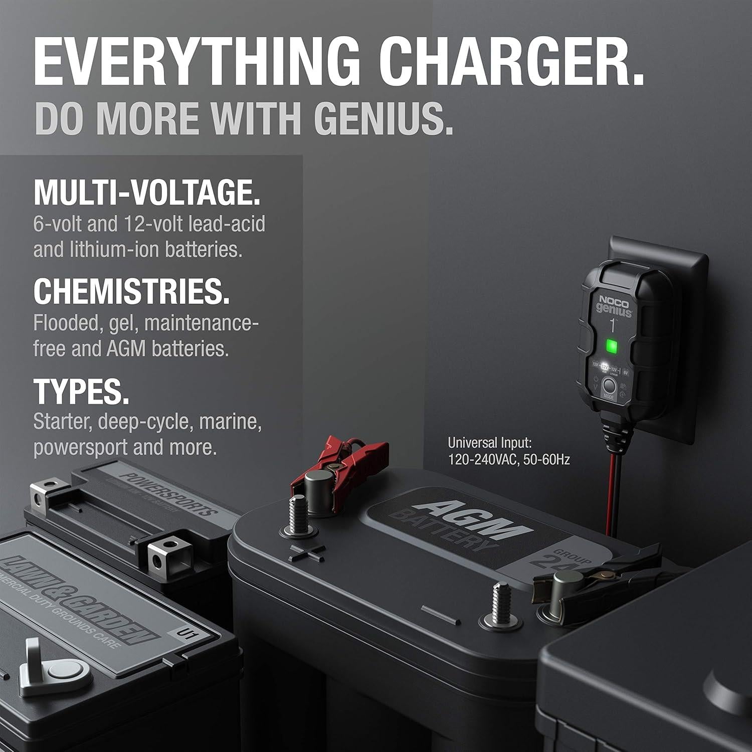NOCO GENIUS1 1A 6V/12V Smart Battery Charger Trickle Charger & Desulfator
