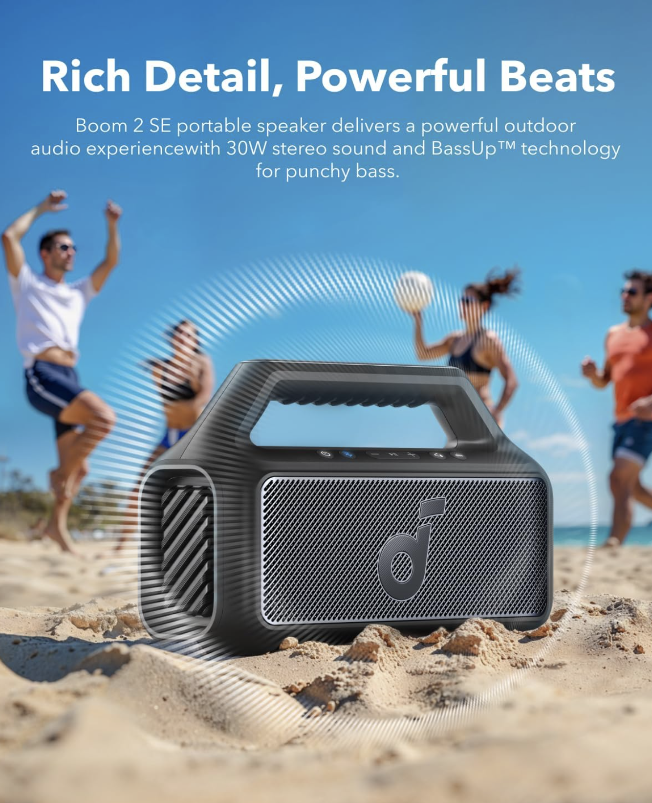 Anker Soundcore Boom 2 SE Portable Outdoor Wireless Speaker is IPX7 Waterproof & Floatable Black - A3148G11