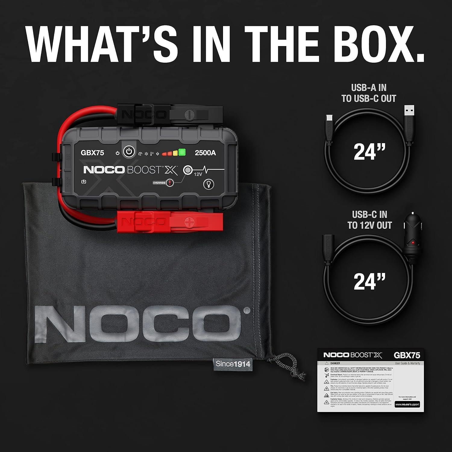 NOCO Boost X GBX75 2500A UltraSafe Car Jump Starter Power Pack Battery Booster
