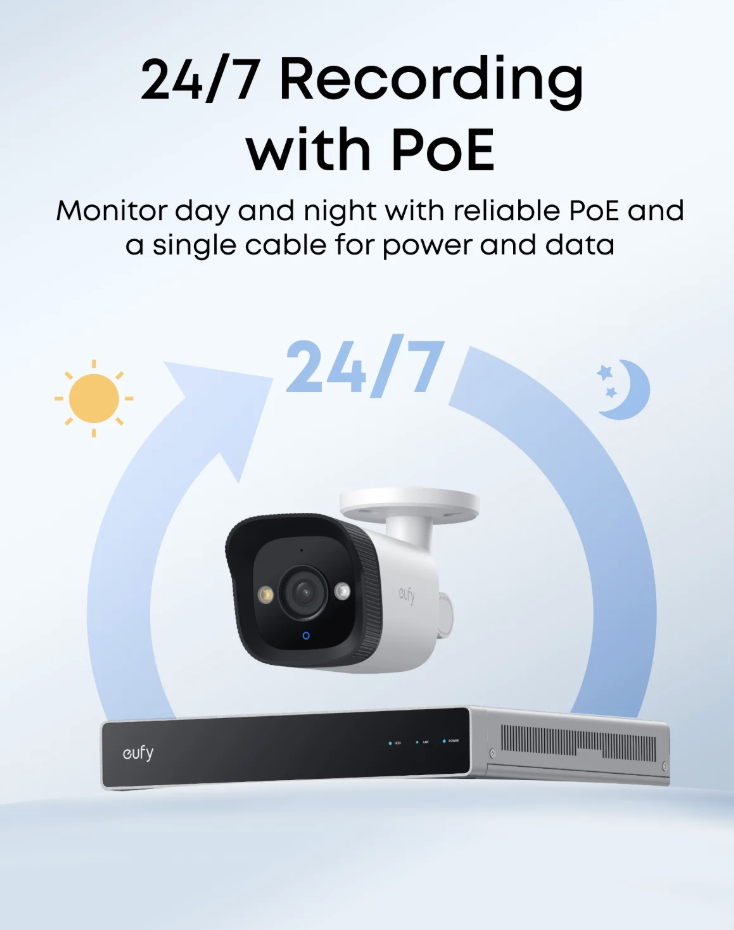 Eufy NVR CCTV Security System Bullet PoE Security Camera E40 with 2x PoE Cameras - E8P00322
