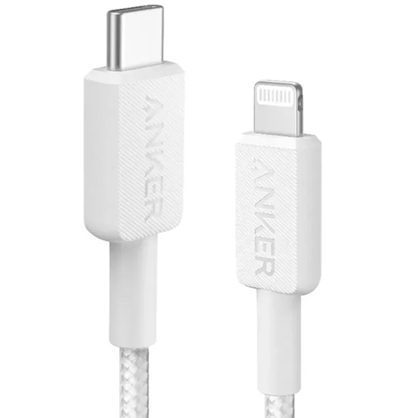 Anker 322 USB-C to Lightning Charging Cable 6FT Braided MFi Certified White - A81B6G21