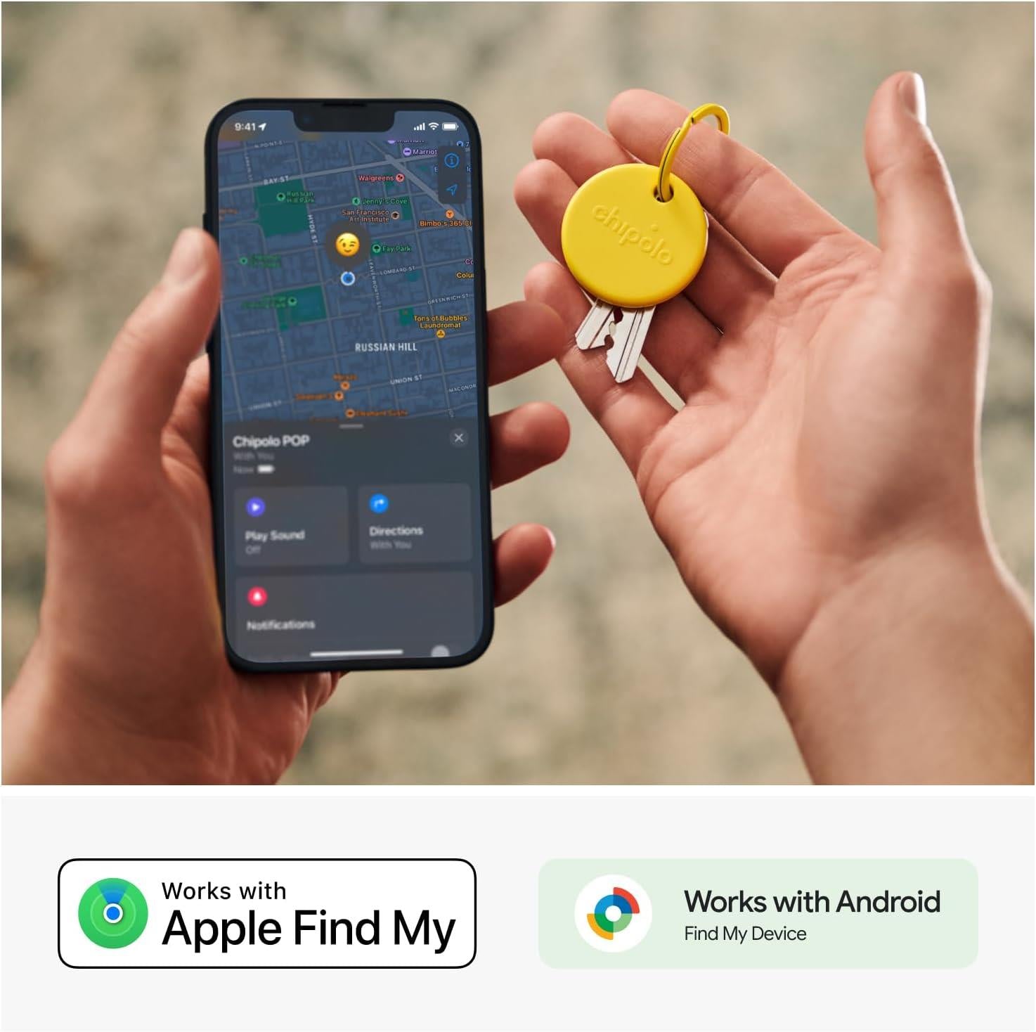 Chipolo POP Finder Location Tracker For Apple Or Google Find My Device - Yellow