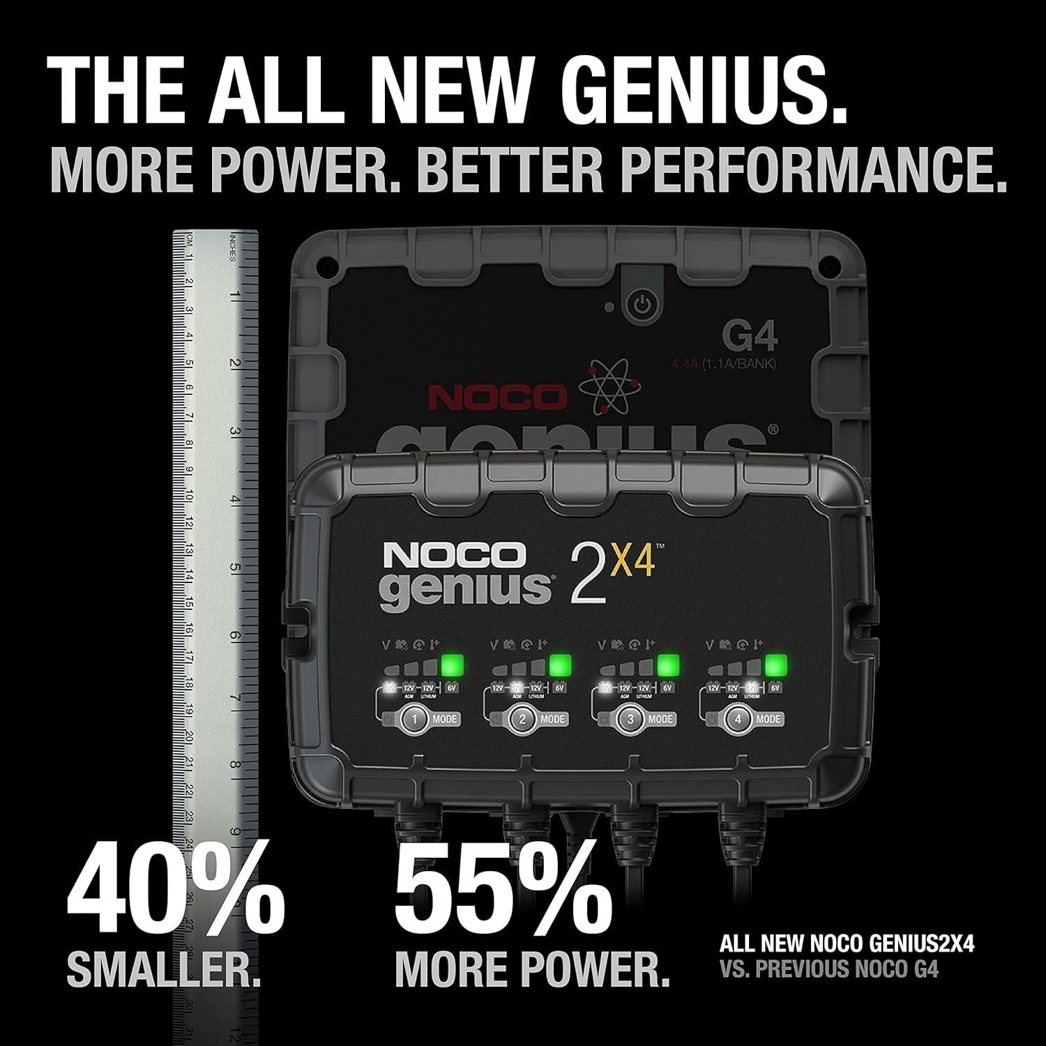 NOCO GENIUS2X4 8A 4 Bank Smart Battery Charger Trickle Charger & Desulfator
