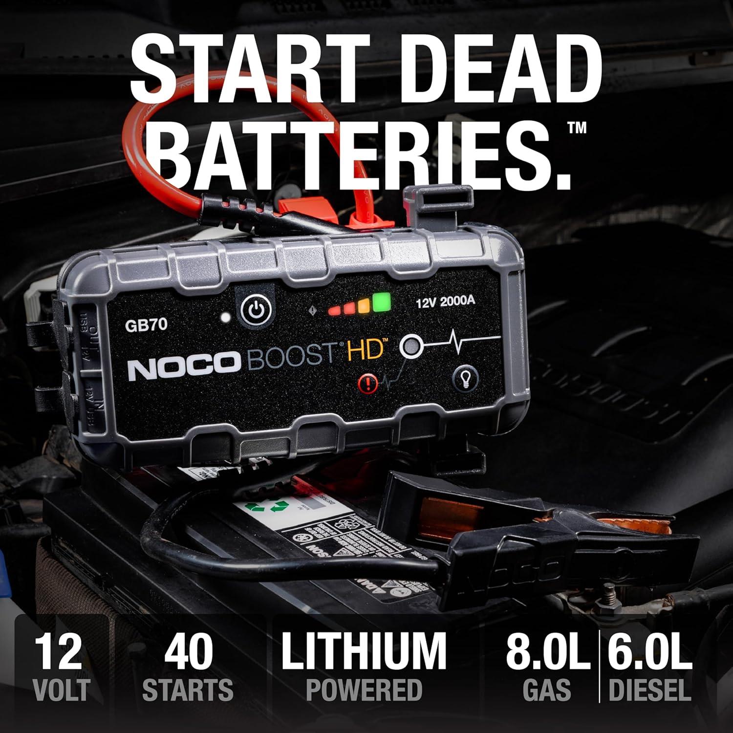 NOCO Boost HD GB70 2000A UltraSafe Car Jump Starter Power Pack & Battery Booster