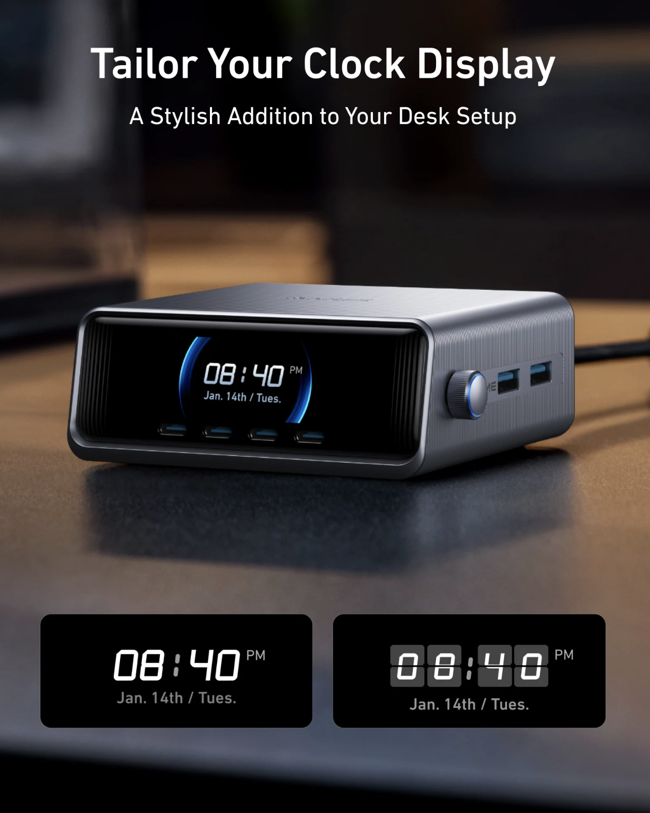 Anker Prime Charger 250W 6 Ports GaNPrime Technology with Smart Control Dial - A2345241