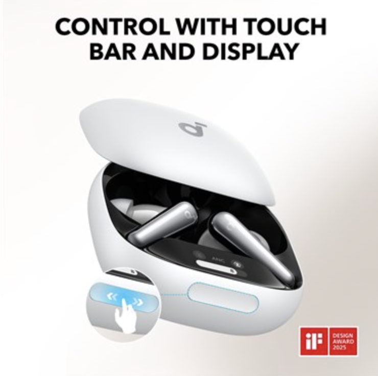 Anker Soundcore Liberty 4 Pro Noise Cancelling Earbuds with Touch-Bar and DisplayWhite - A3954G21