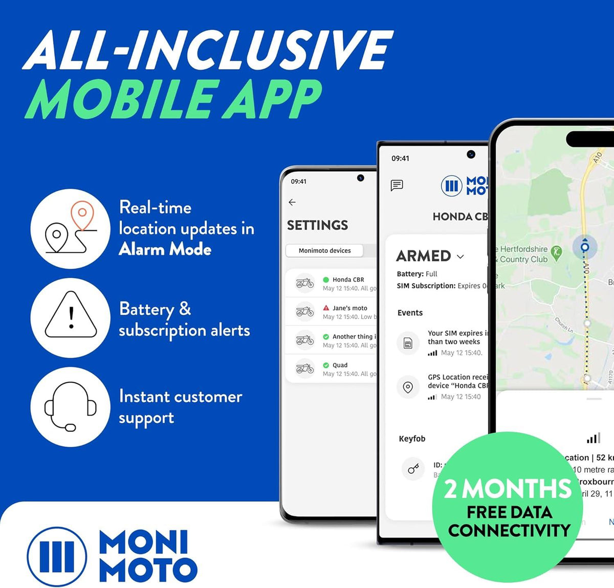 MoniMoto 9 Anti Theft Vehicle GPS Tracker with Real Time Alert Calls for Android & iOS - IIIONI IIIOTO 9