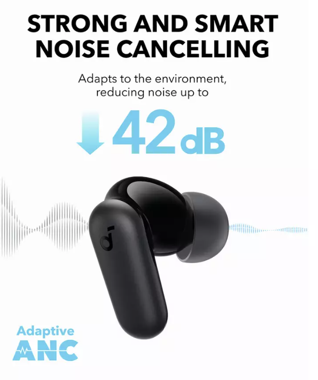 Anker Soundcore R50I Wireless Bluetooth Noise-Cancelling Earbuds IP54 Water Resistant Black - A3959G11
