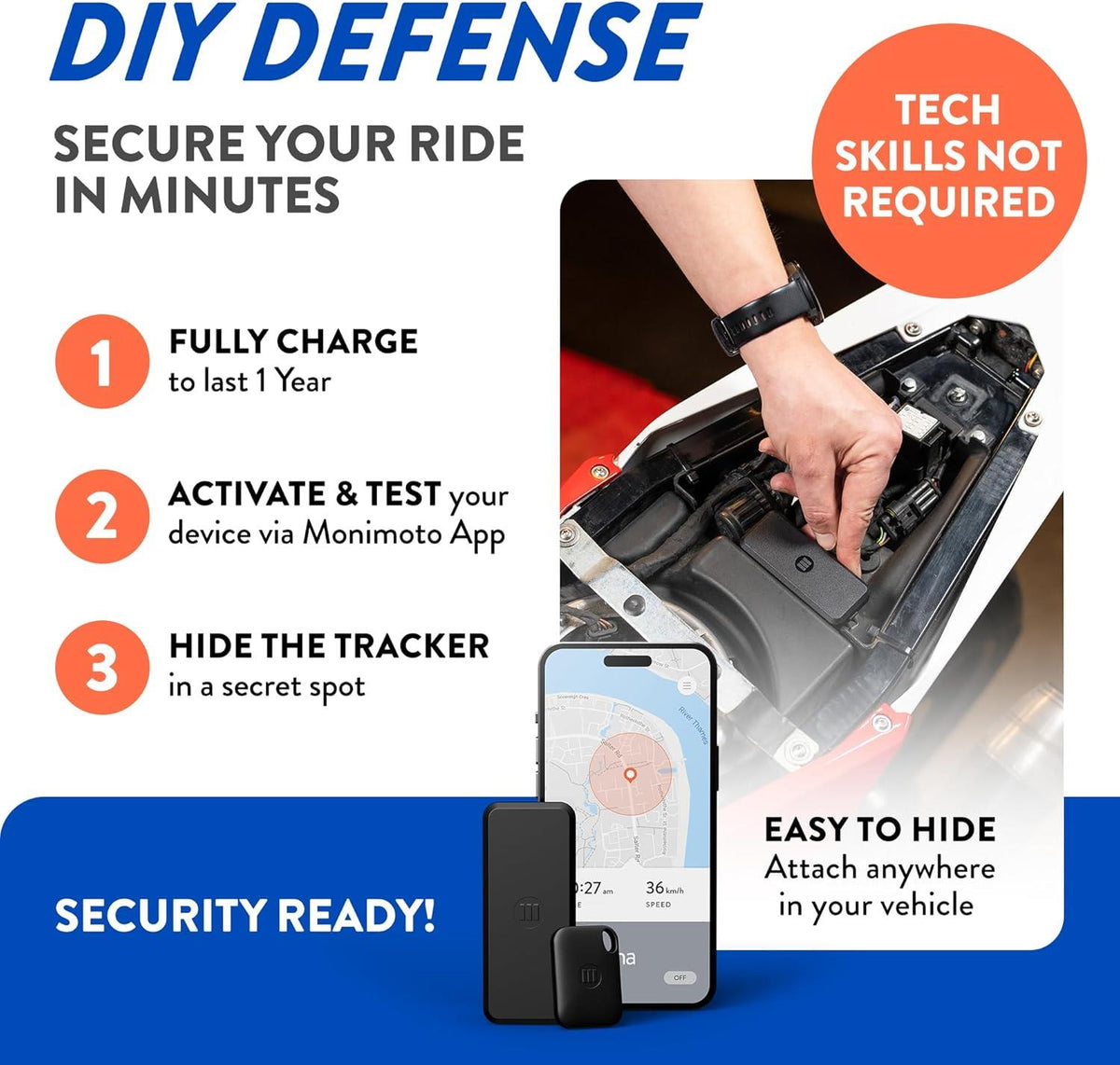 MoniMoto 9 Anti Theft Vehicle GPS Tracker with Real Time Alert Calls for Android & iOS - IIIONI IIIOTO 9