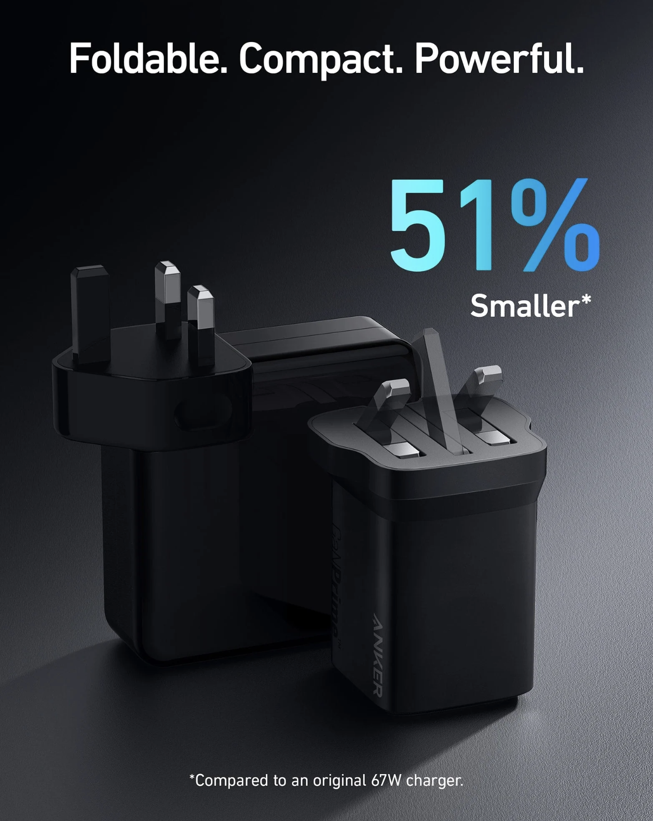 Anker Prime Wall Charger 67W GaN with 3 Ports Ultra-Compact Design Black - A2669213