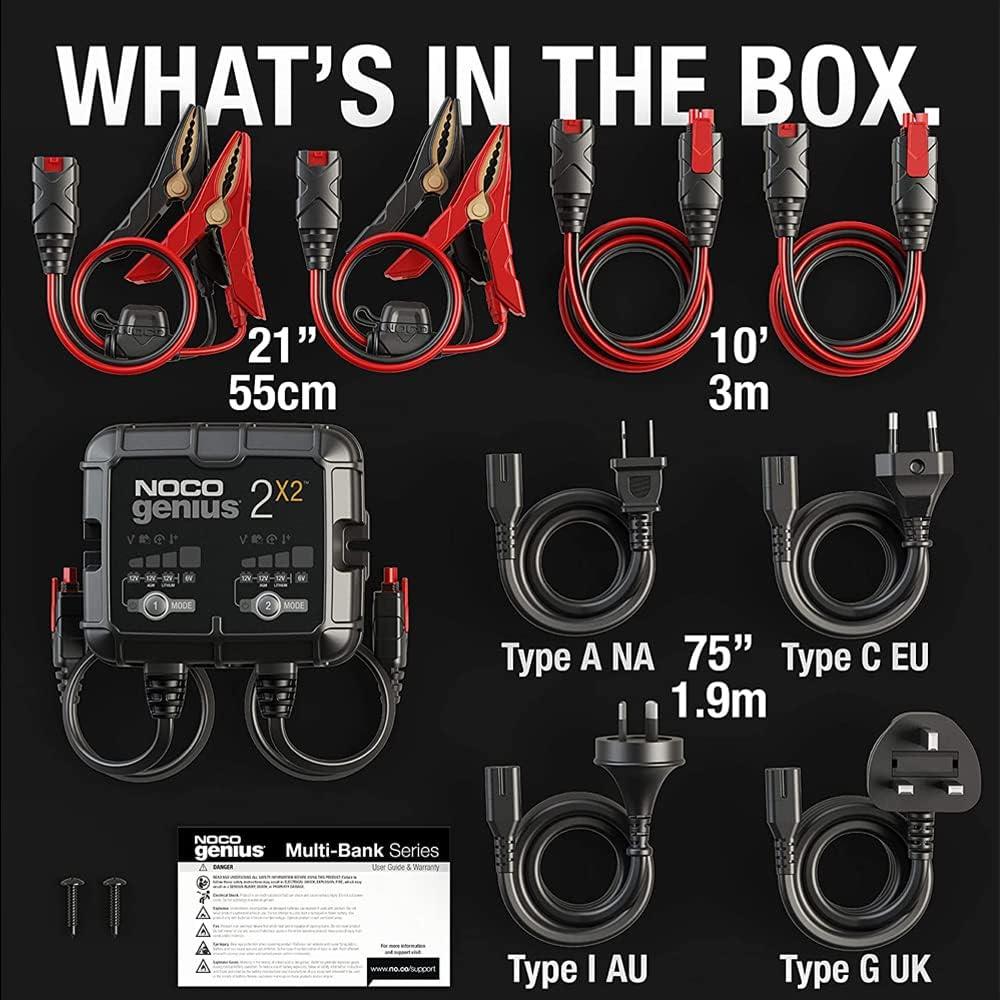 NOCO GENIUS2X2 4A 2 Bank Smart Battery Charger Trickle Charger & Desulfator