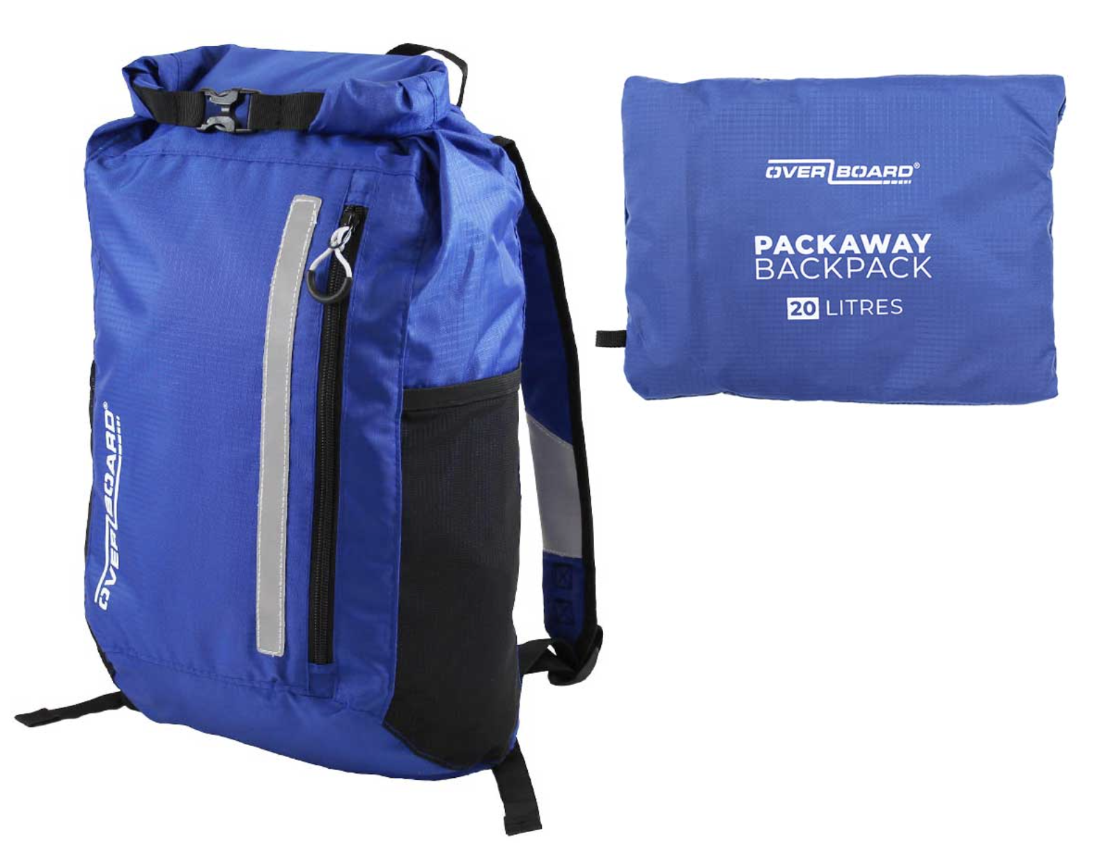 OverBoard 20 Litre Packaway Backpack Waterproof Bag Water Sports Outdoors OB1225 - Blue