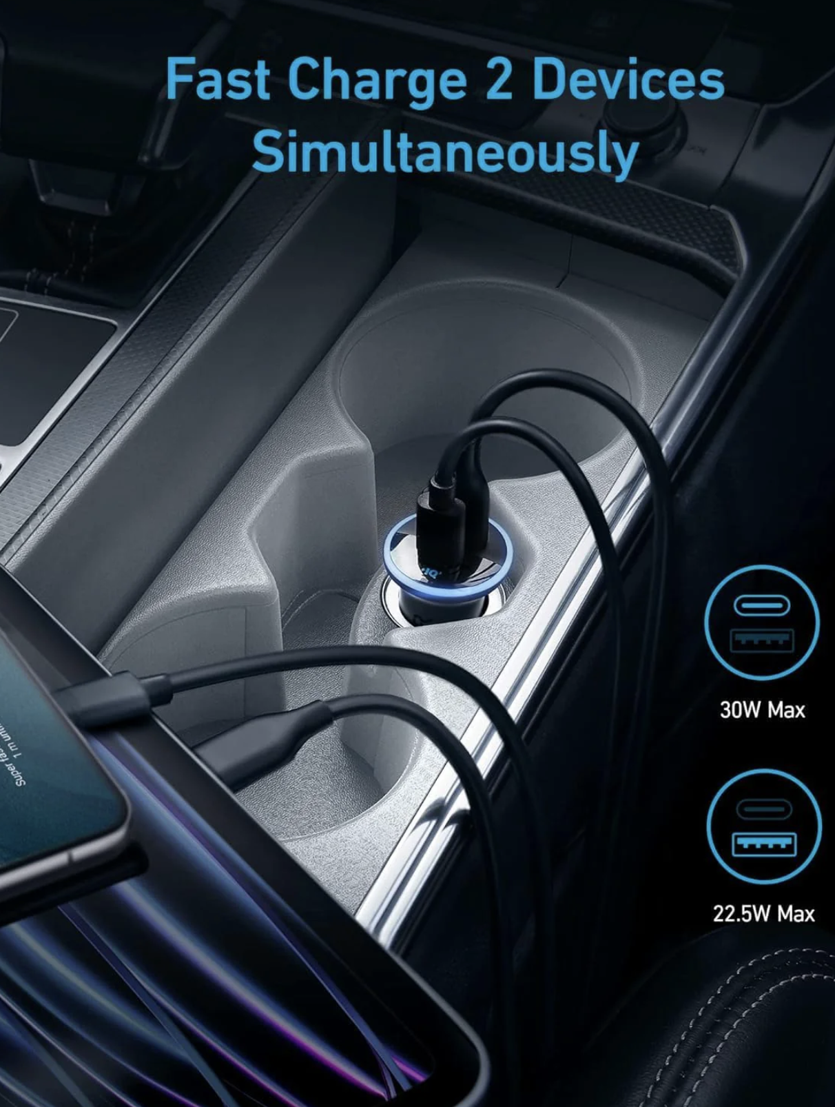 Anker 323 Car Fast Charger 52.5W ActiveShield 2.0 Safety System Black - A2735G11