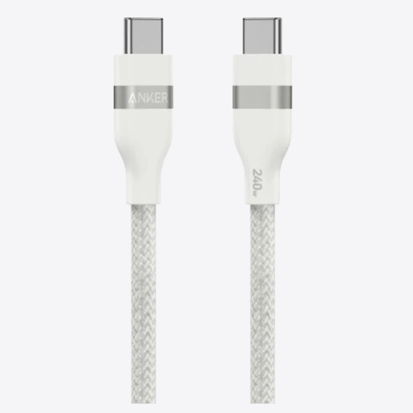 Anker USB-C to USB-C Braided Super Fast Charging Cable 3FT 240W White - A82E2H21