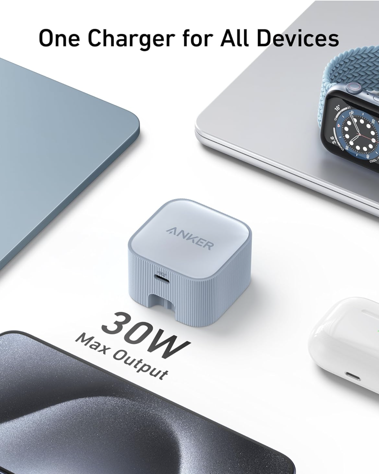 Anker Nano 30W Wall Charger USB-C High Speed Charging & Foldable Black - A2337V21