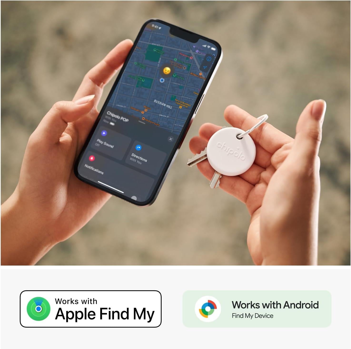 Chipolo POP Finder Location Tracker For Apple Or Google Find My Device - White