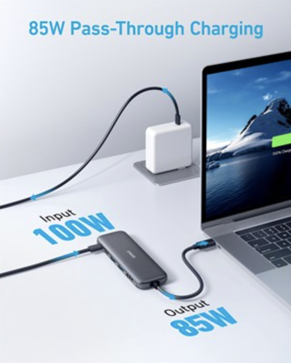 Anker 332 USB-C HUB 5-in-1 Connectivity with Powerful Pass-Through Charging Black - A8355011