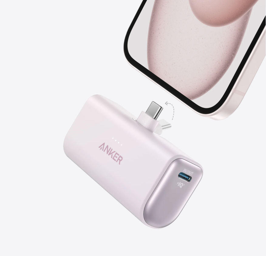 Anker Nano Power Bank 5K mAh with Foldable Built-In USB-C Connector Violet - A16530V1