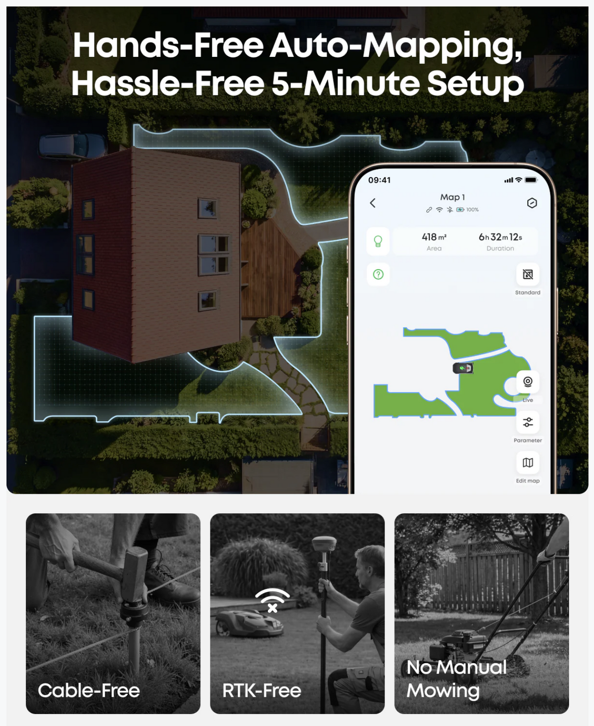 Eufy C15 Robot Lawn Mower Complete Coverage with Accurate Obstacle Avoidance - T280BVA1