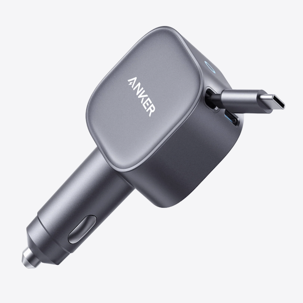 Anker USB-C Car Charger 75W Max Ultra Compact Type C Fast with Built-In Retractable Cable - A2738HA2