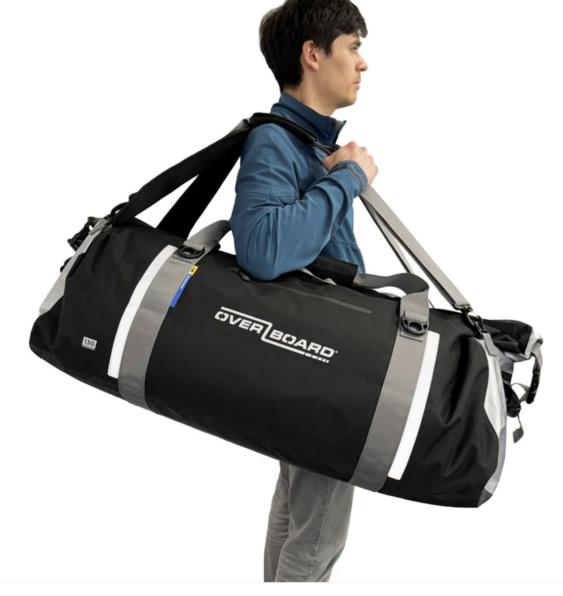 OverBoard 130 Litre Classic Duffel Bag Waterproof Bag Water Sports Outdoors OB1152 - Black